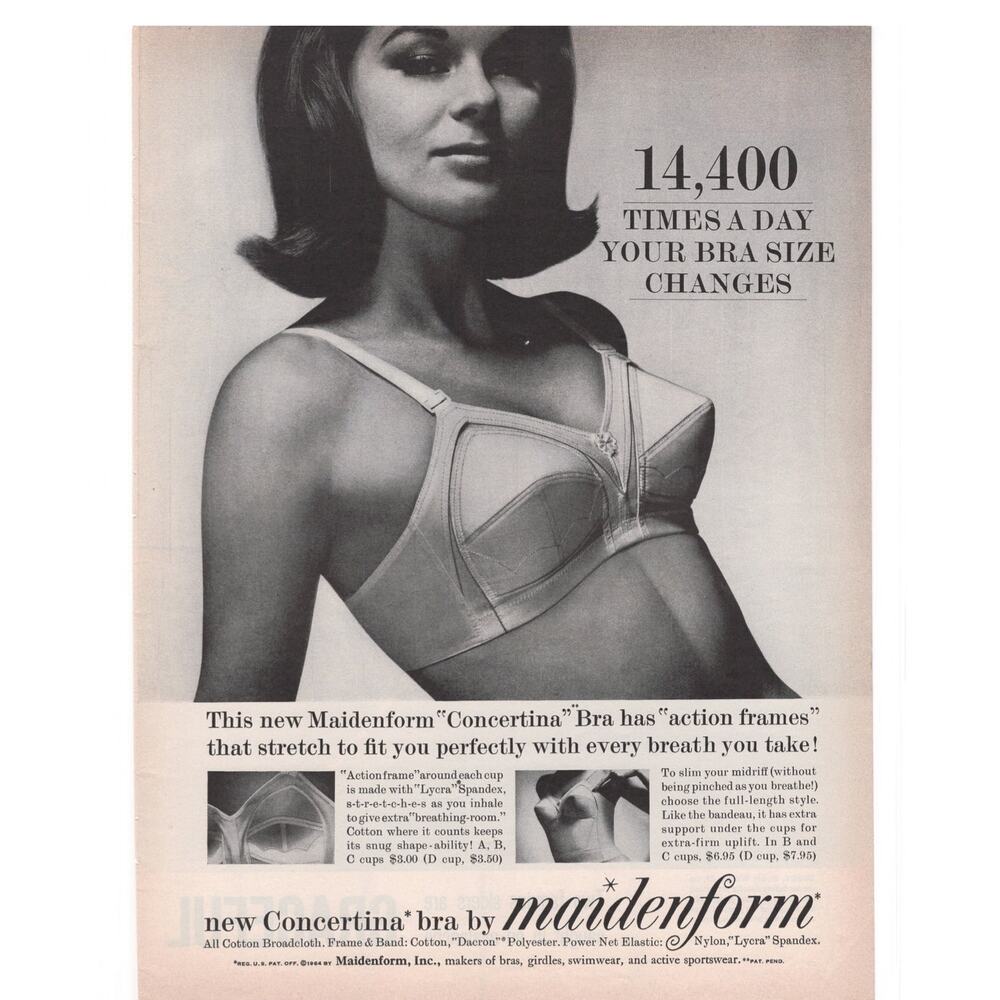 Maidenform Concertina Bra Magazine Advertisement 1964 Vintage Women Fashion